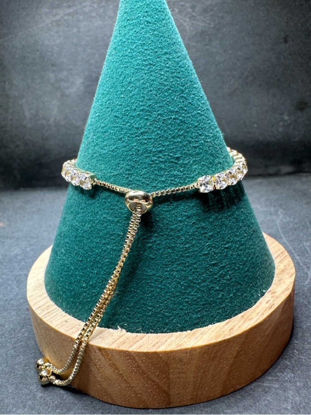 Gold Plated Cubic Zirconia Tennis Slider Bolo Bracelet - Picture 12 of 14